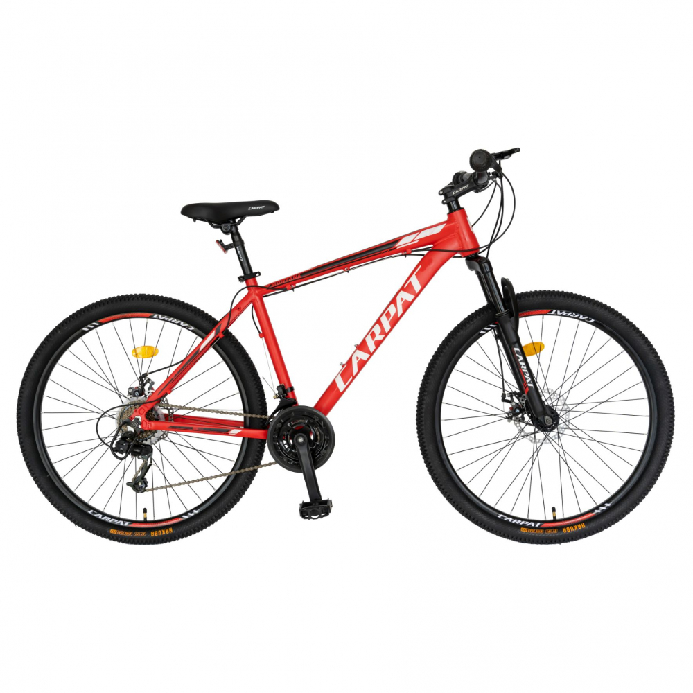 Bicicleta de munte manete schimbator Shimano Tourney Revoshift SLR-35 Roti 29 Inch Carpat CSC2970A culoare RosuNegruAlb - 5
