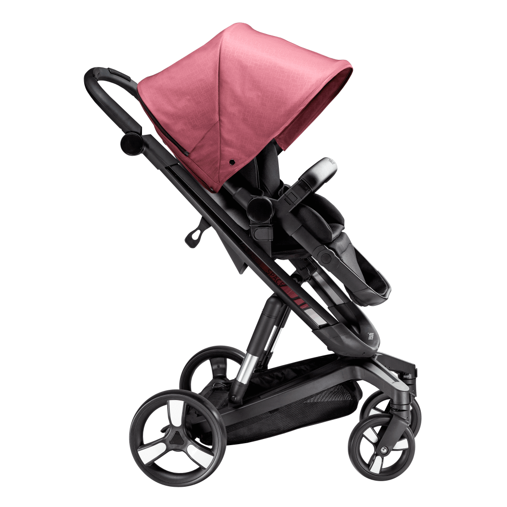 Carucior Bebumi Space 2 in 1 Gabardine Pink cadru negru - 5