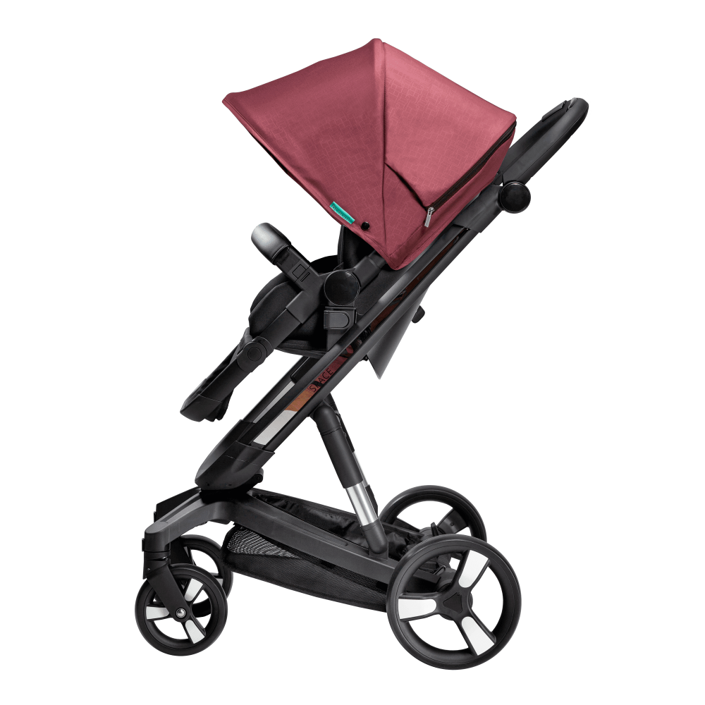 Carucior Bebumi Space 2 in 1 Gabardine Pink cadru negru - 9