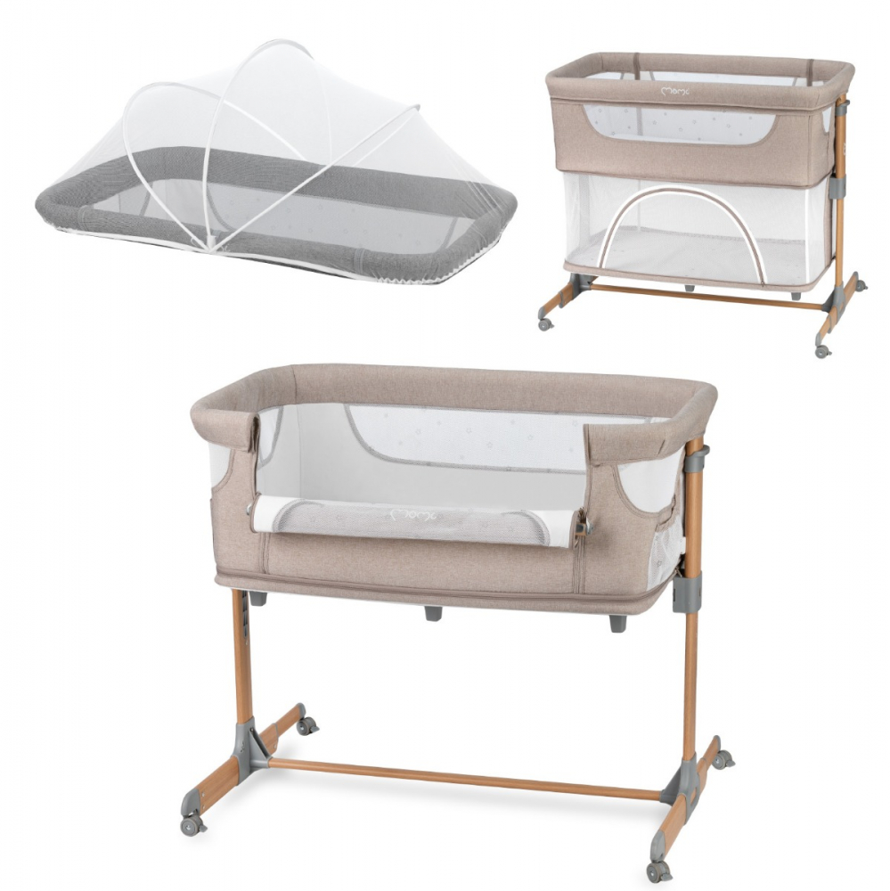 Co-sleeper Momi smart bed 4 in 1 beige Bed imagine 2022 protejamcopilaria.ro