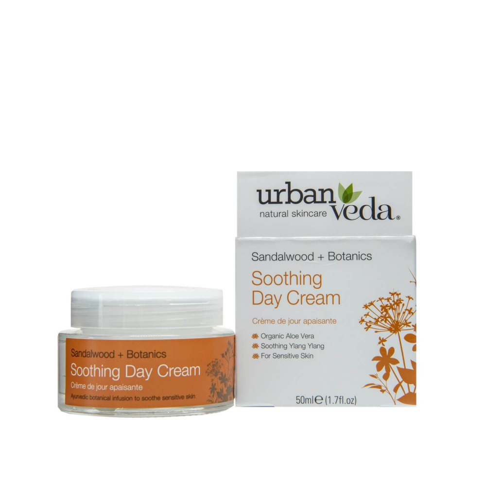 Crema de zi hidratanta cu extract de lemn de santal organic ten sensibil Soothing Urban Veda 50 ml