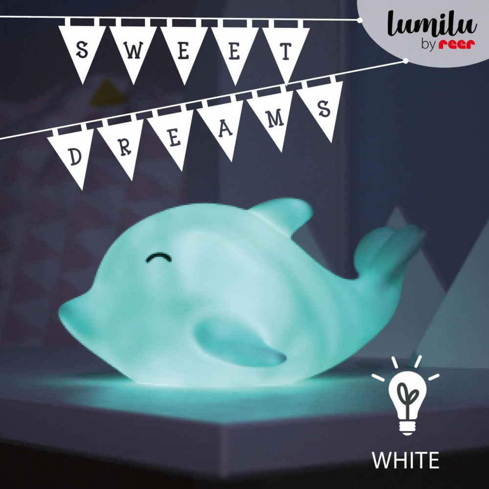 Lampa de veghe cu LED cu oprire cronometrata forma delfin albastra Lumilu Sea Life Dolphin Reer - 1