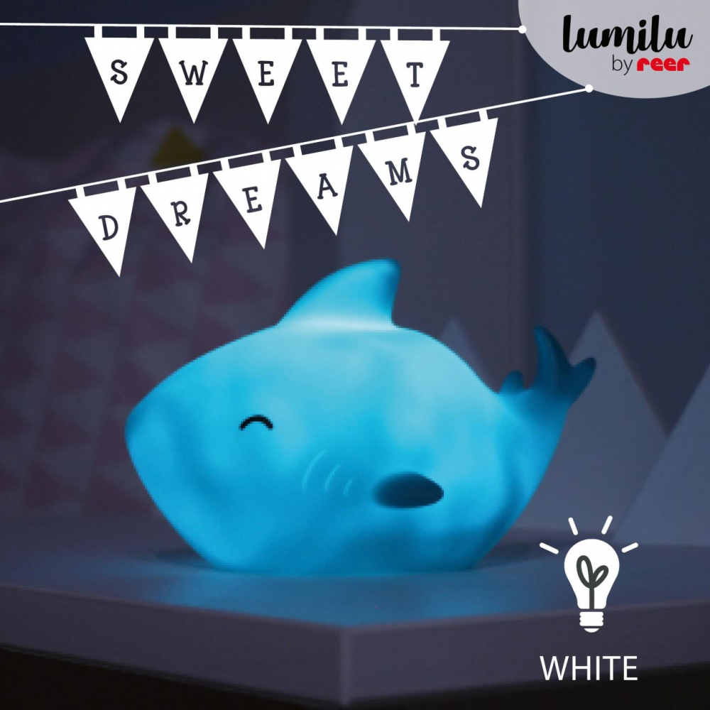 Lampa de veghe cu LED cu oprire cronometrata forma rechin albastra Lumilu Sea Life Shark Reer - 1