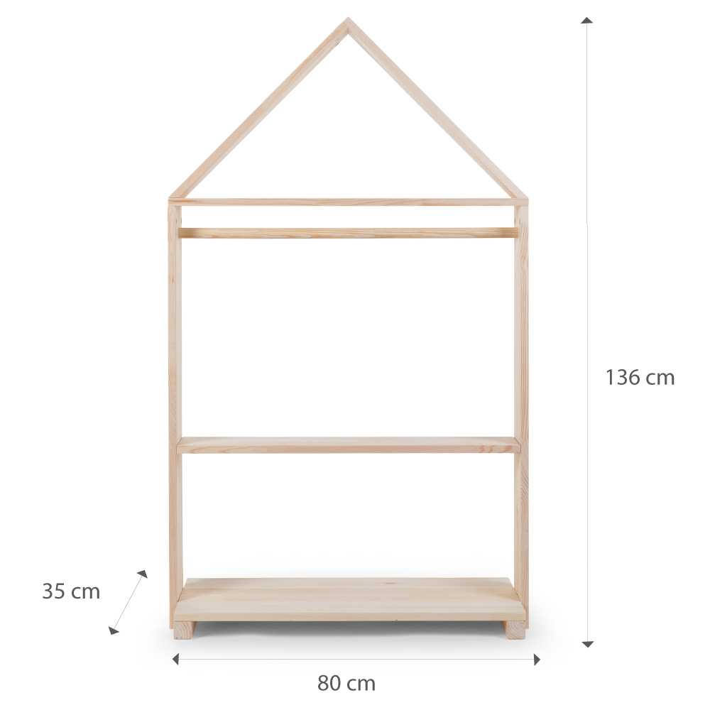 Mobilier decorativ casuta cu roti Childhome 80x135 cm lemn natural