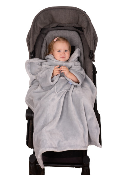 Patura pentru bebelusi cu maneci Kangoo mini 70×90 cm Grey 70x90