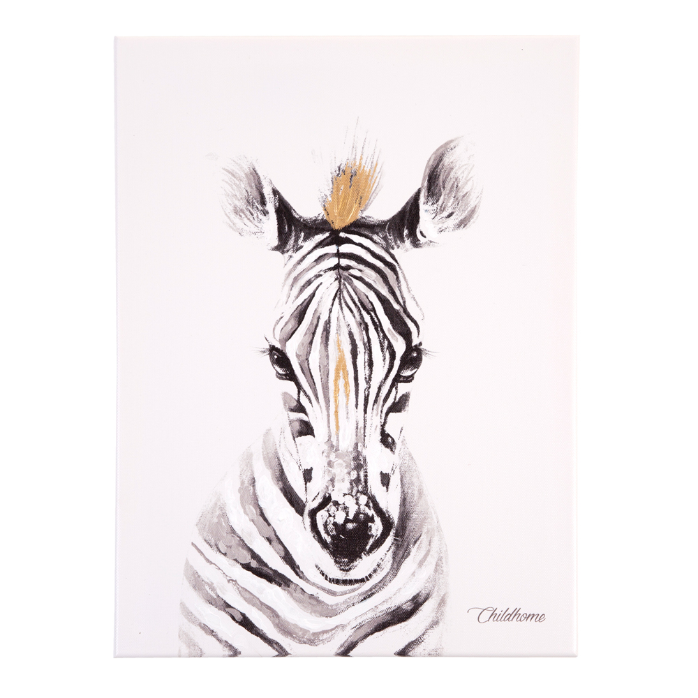 Pictura in ulei Childhome 30x40 cm Zebra cu detalii aurii - 1