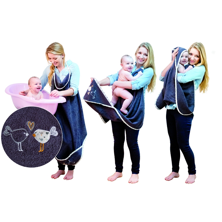 Prosop de baie pentru bebelus si mama maxiplus grey