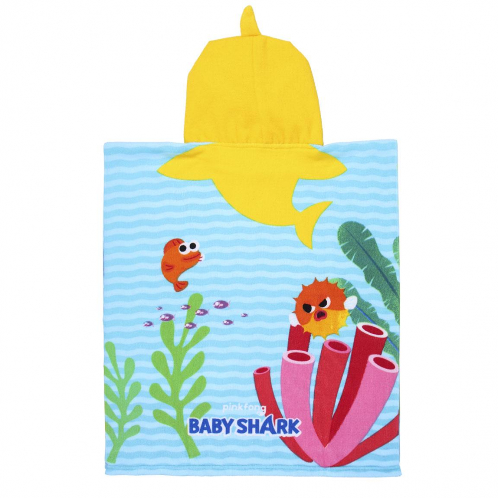 Prosop poncho cu gluga Baby Shark 50 x 115 cm - 1 | YEO