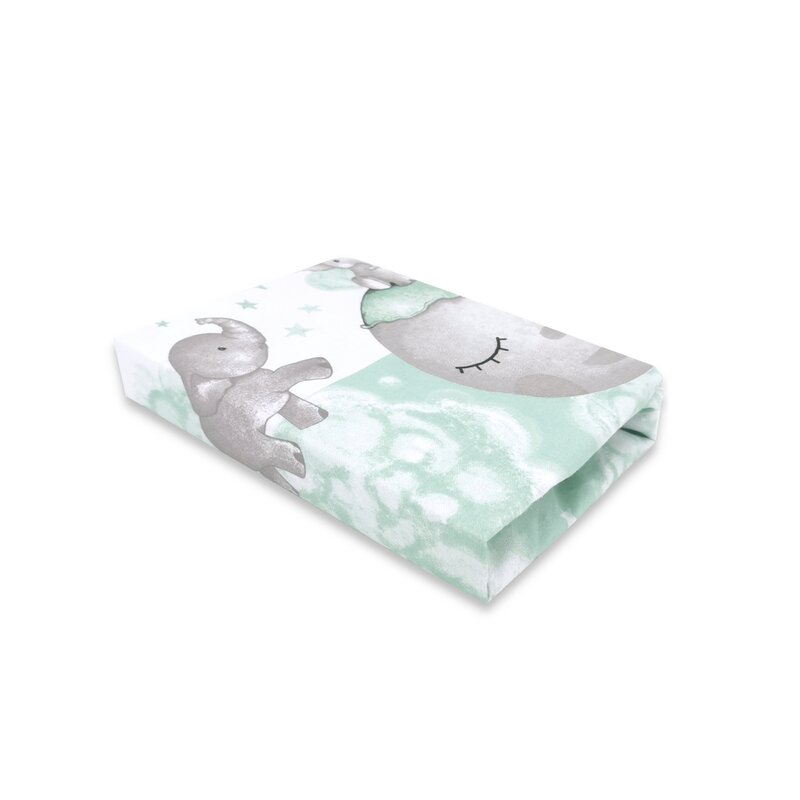 Cearceaf cu elastic pentru patut 140x70 cm din bumbac elephant mint