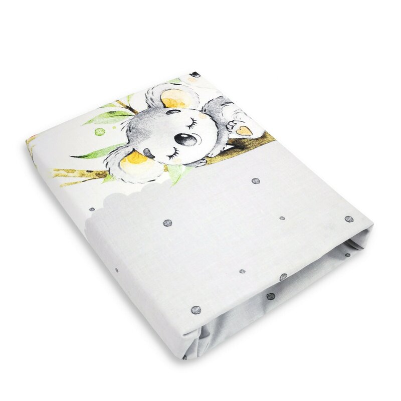 Cearceaf cu elastic pentru patut 140x70 cm din bumbac koala bear grey