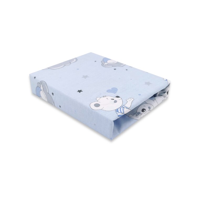 Cearceaf cu elastic pentru patut 140x70 cm din bumbac teddy bears on clouds blue
