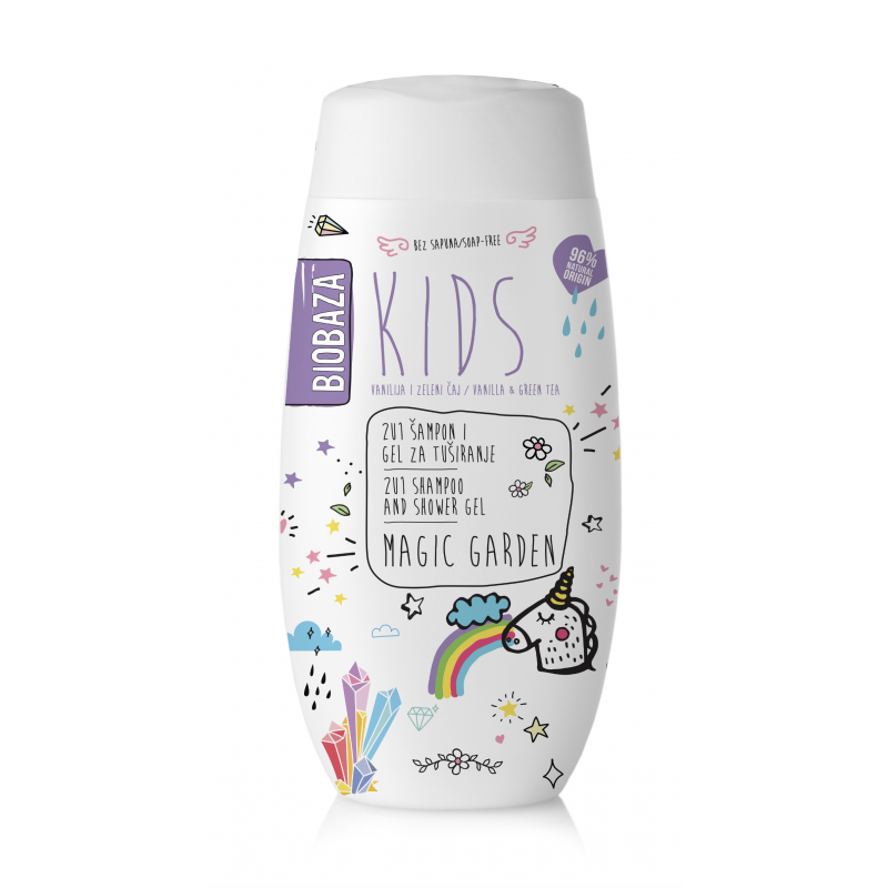 Sampon gel de dus natural pentru copii Magic Garden Biobaza 250 ml