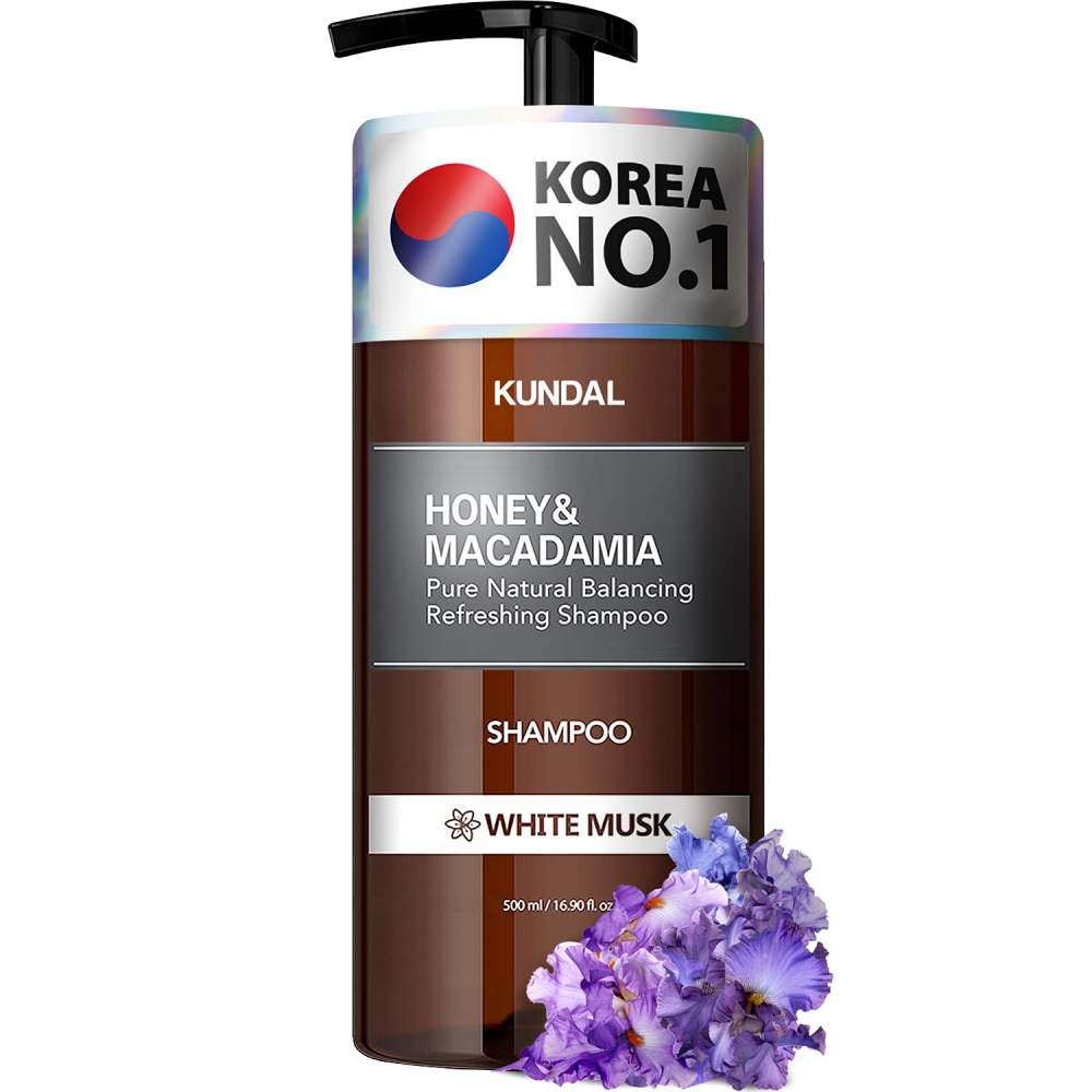 Sampon hipoalergenic natural si extra-hidratant cu miere si macadamia White Musk Kundal 500 ml