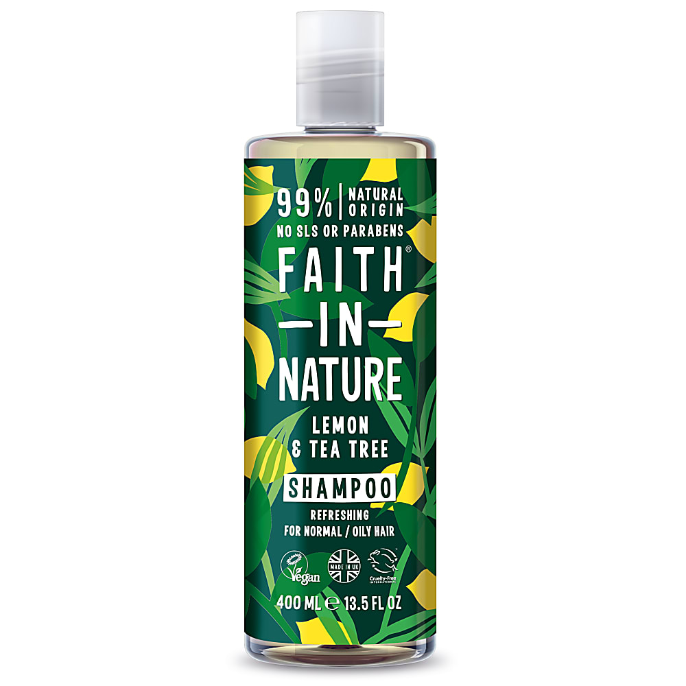 Sampon natural revigorant cu lamaie si tea tree pentru toate tipurile de par Faith in Nature 400 ml