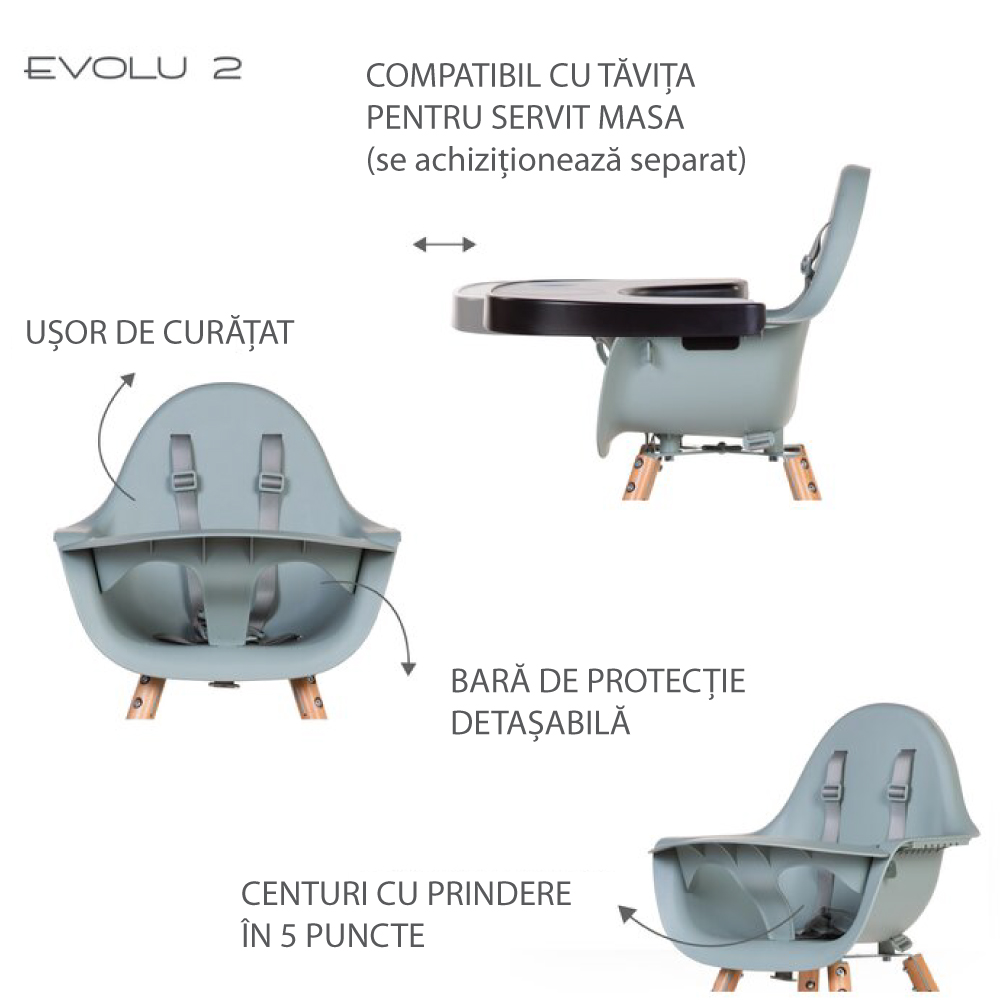 Scaun de masa reglabil in inaltime Childhome Evolu 2 NaturalMenta - 3 | YEO