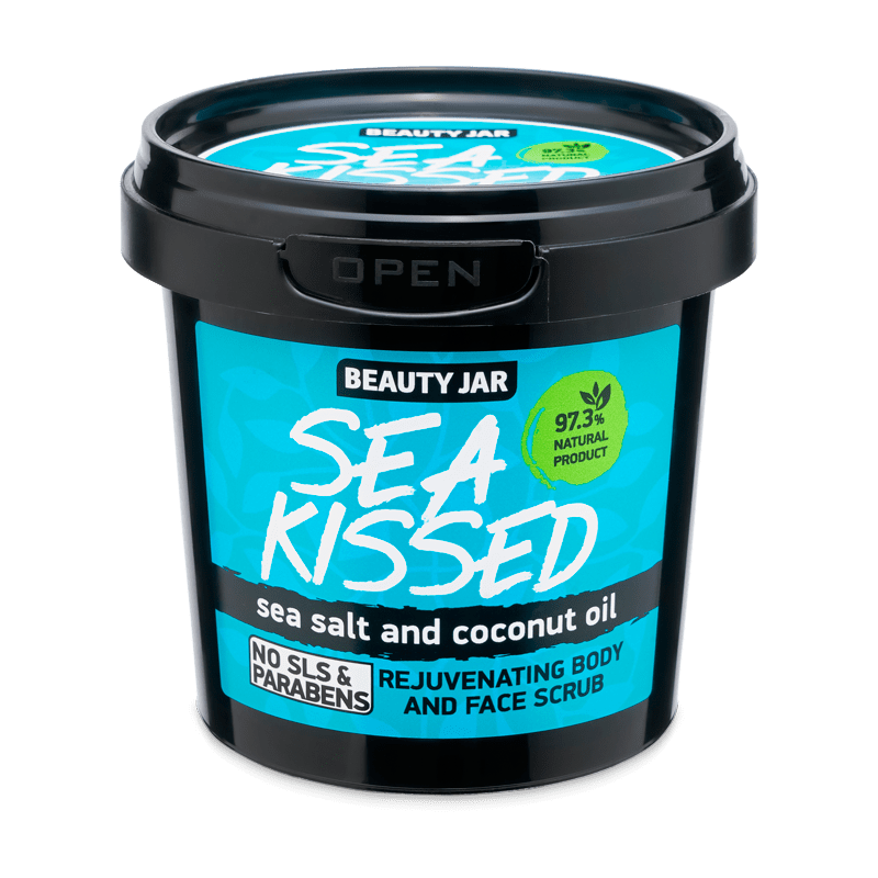 Scrub revigorant pentru fata si corp cu sare de mare si ulei de cocos Sea Kisses Beauty Jar 200 g