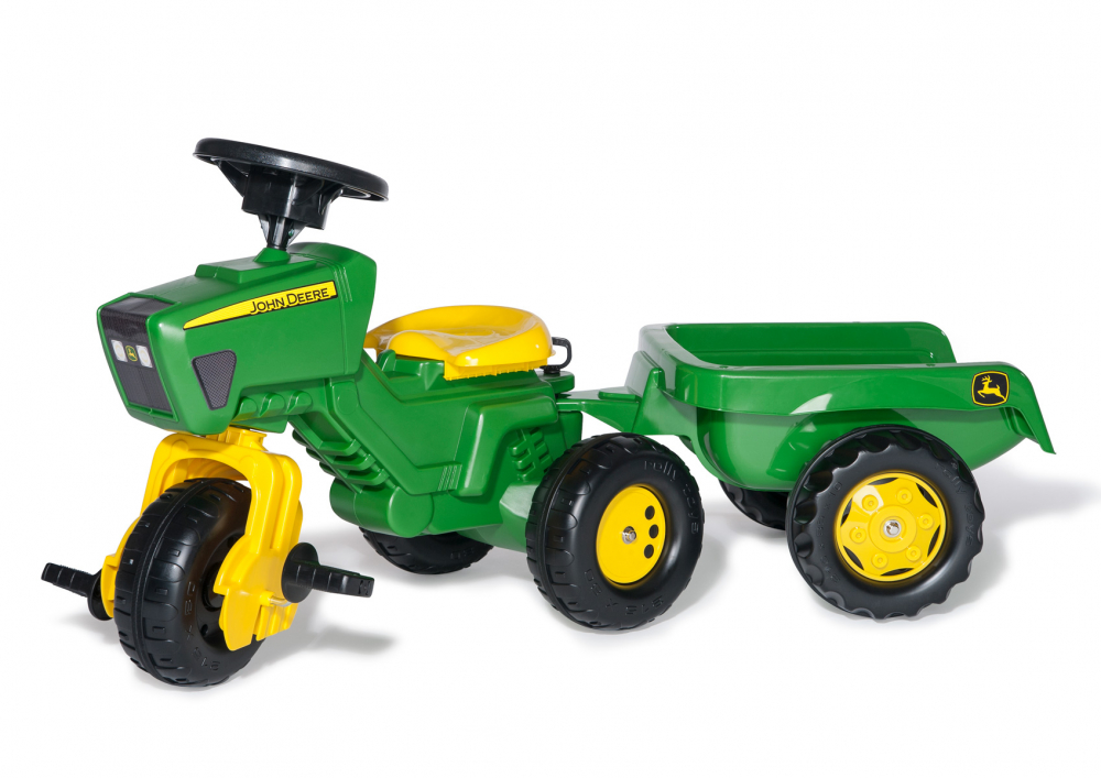 jocuri cu tiruri cu volan si remorca Tractor cu pedale si remorca Rolly Trac John Deere