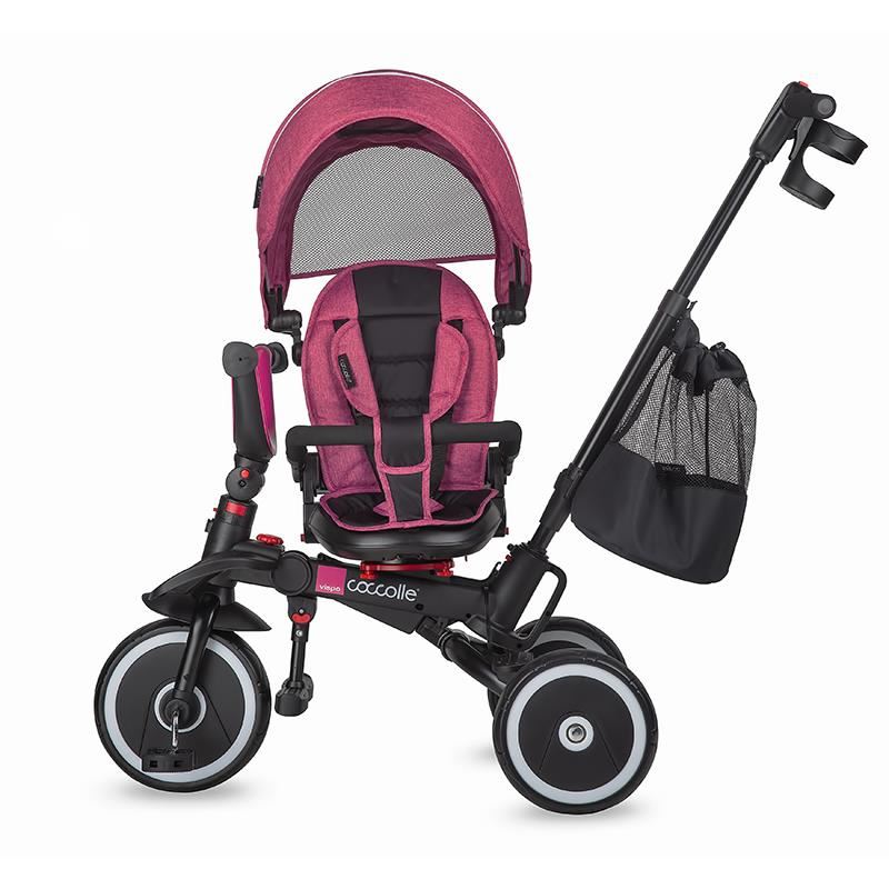 Poze Tricicleta pentru copii Coccolle Vispo Magenta multifunctionala, pliabila, scaun reversibil, rotire 360 grade, pozitie somn, sistem roata libera, 2 seturi suport de picioare si cadru din aliaj de magneziu nichiduta.ro 