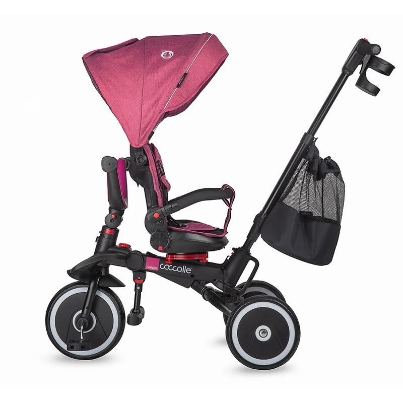 Poze Tricicleta pentru copii Coccolle Vispo Magenta multifunctionala, pliabila, scaun reversibil, rotire 360 grade, pozitie somn, sistem roata libera, 2 seturi suport de picioare si cadru din aliaj de magneziu nichiduta.ro 
