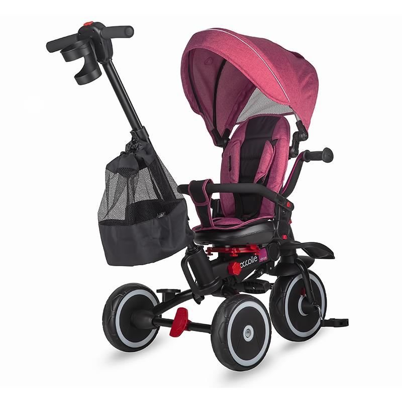 Poze Tricicleta pentru copii Coccolle Vispo Magenta multifunctionala, pliabila, scaun reversibil, rotire 360 grade, pozitie somn, sistem roata libera, 2 seturi suport de picioare si cadru din aliaj de magneziu nichiduta.ro 