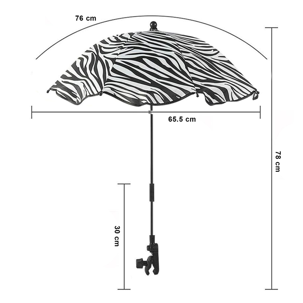 Umbrela pentru carucior imprimeu zebra 65.5cm - 2
