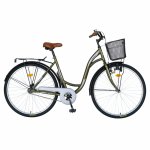 Bicicleta City Velors Ukrayna V2894B Roti 28 inch frana V-Brake cadru verde cu design gri