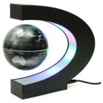 Glob pamantesc levitant in suport LED forma de semicerc Cosmolino negru