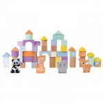 Set blocuri din lemn cu animalute 50 de bucati Sun Baby 065