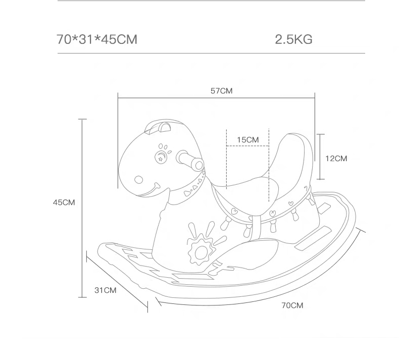 Balansoar calut pentru copii cu sunete Nichiduta Rocking Horse Roz - 3 | YEO