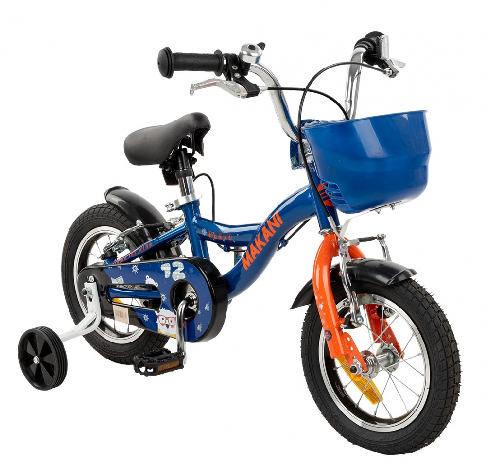 Bicicleta 12 inch cu roti ajutatoare si cosulet frontal Makani Bentu Dark Blue - 2