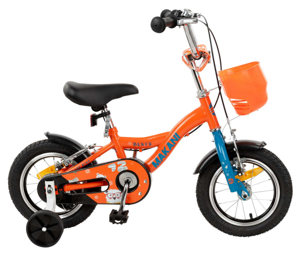 Bicicleta 12 inch cu roti ajutatoare si cosulet frontal Makani Bentu Orange ajutatoare