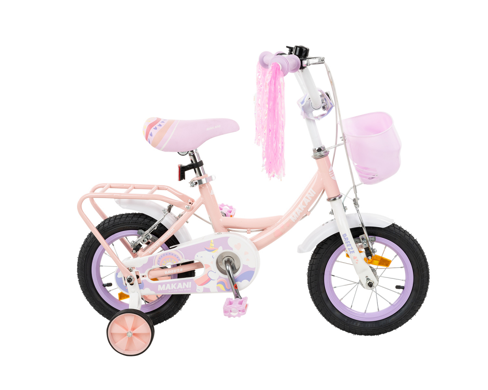 Bicicleta 12 inch Makani cu roti ajutatoare si cosulet frontal Breeze Pink MAKANI