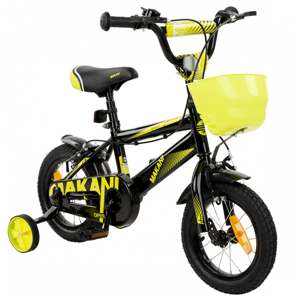 Bicicleta 14 inch Makani cu roti ajutatoare Diablo Black-Yellow