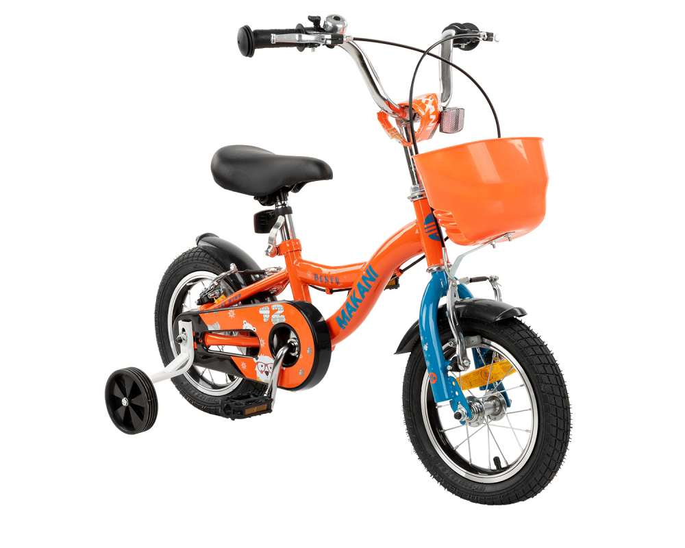 Bicicleta 14 inch cu roti ajutatoare si cosulet frontal Makani Bentu Orange - 1 | YEO