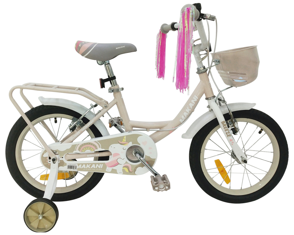 Bicicleta 16 inch cu roti ajutatoare si cosulet Makani Breeze Light Pink - 1