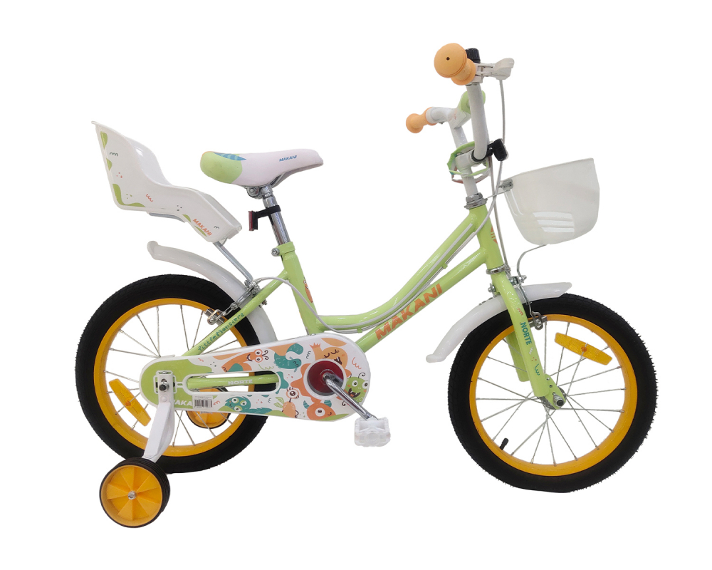 Poze Bicicleta 16 inch cu roti ajutatoare si cosulet frontal Makani Norte Green nichiduta.ro 