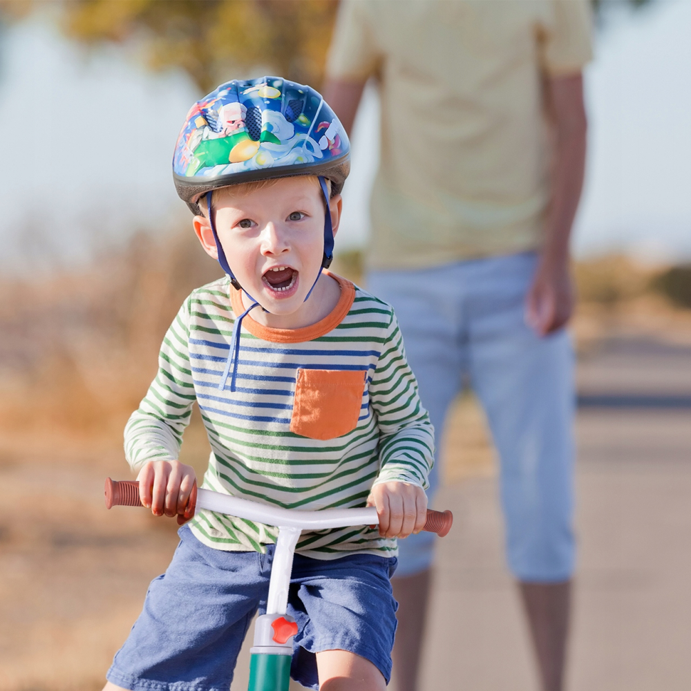 Bicicleta fara pedale cu roti de 12 inch din spuma EVA, cu scaun si ghidon reglabile in inaltime, Push Sport Albastru, inaltime sezut 29-34 cm, de la 3 ani, inaltime recomandata 80-108 cm - 4