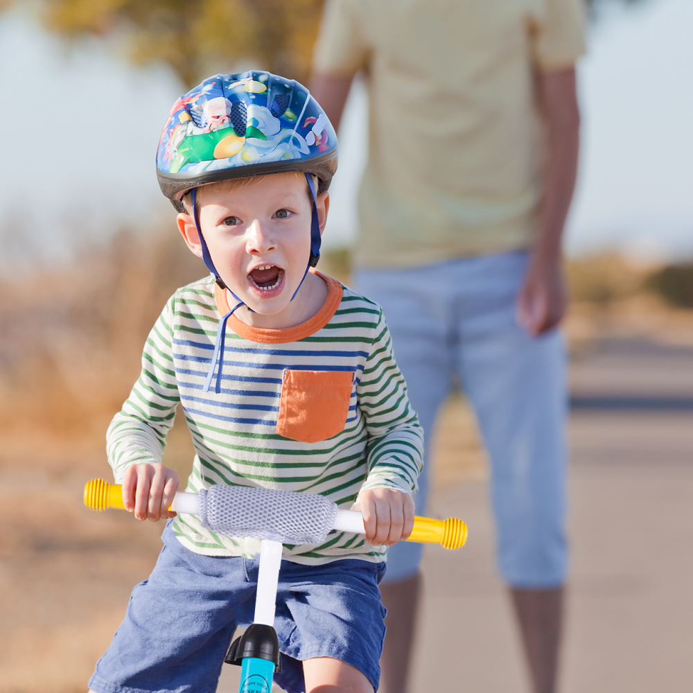 Poze Bicicleta fara pedale 12 inch PushSport GalbenAlbastru nichiduta.ro 