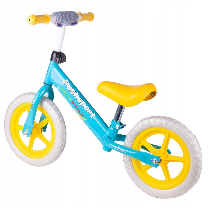 Bicicleta fara pedale 12 inch PushSport Galben/Albastru