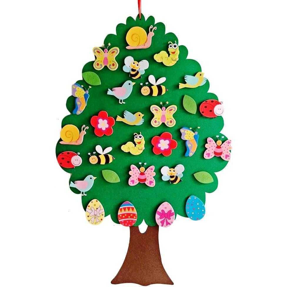 Copac din fetru cu 30 decoratiuni 100x64 cm Bambinice BN048