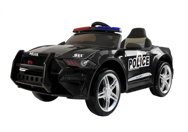 Masina de Politie electrica pentru copii cu telecomanda 2 motoare LeanToys 4781 negru - 6