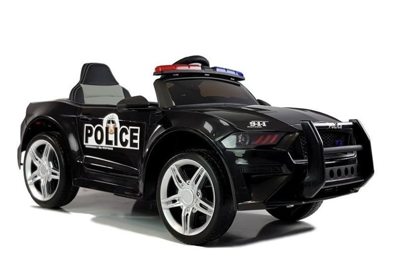Masina de Politie electrica pentru copii cu telecomanda 2 motoare LeanToys 4781 negru - 0