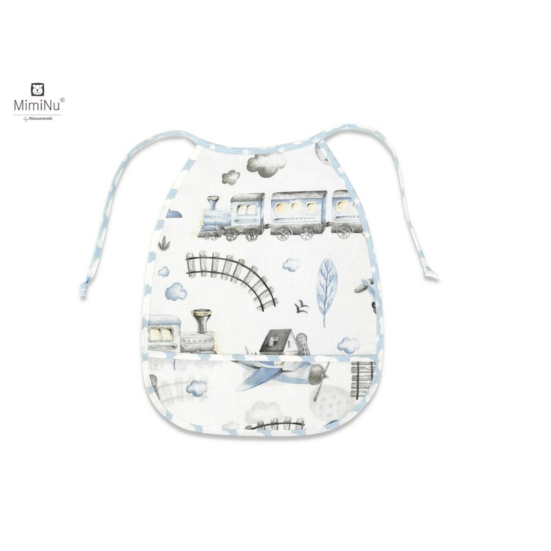 Baveta impermeabila cu buzunar 2 fete velvet boys world blue miminu
