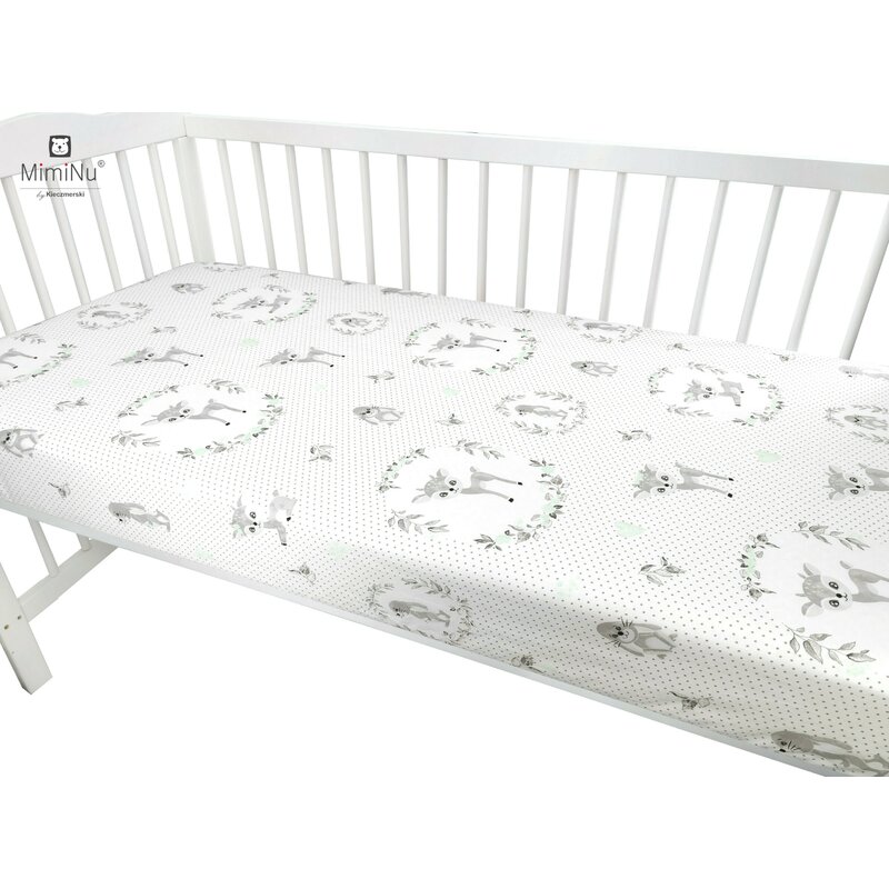 Cearceaf cu elastic pentru patut 140x70 cm din bumbac deer grey miminu