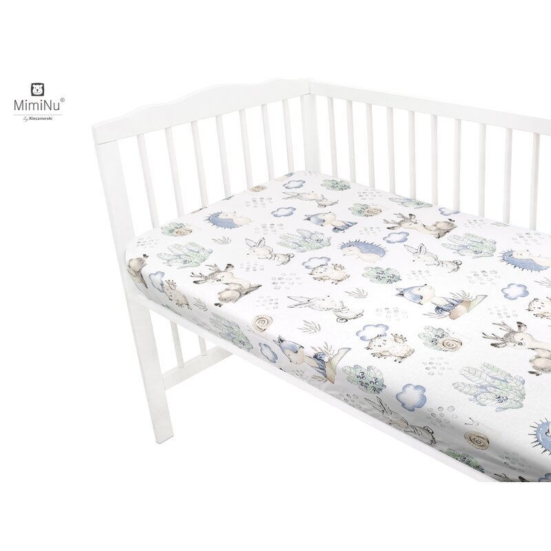 Cearceaf cu elastic pentru patut 140x70 cm din bumbac deer and hedgehog miminu
