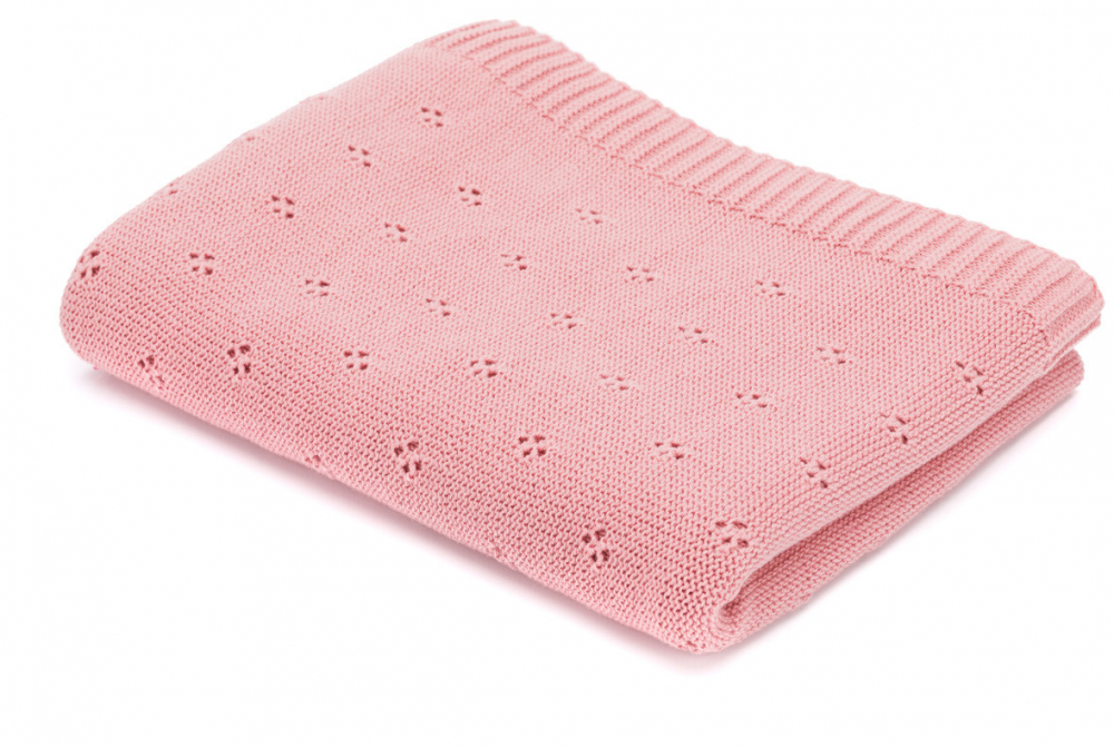Patura tricotata 100 bumbac 100x80cm pink flower Fillikid 100 imagine noua responsabilitatesociala.ro