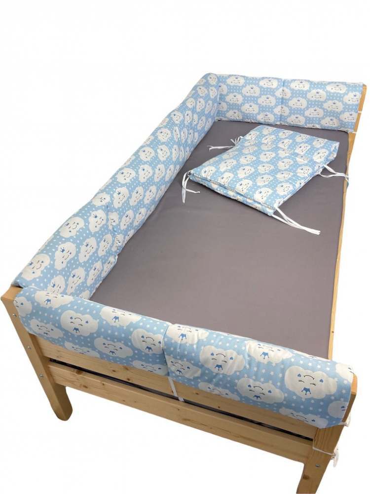 Set aparatori laterale Maxi pentru pat Montessori 140x200 cm Nori Zambareti albastru