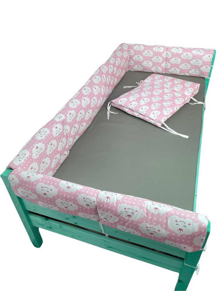 Set aparatori laterale Maxi pentru pat Montessori 140x200 cm Nori Zambareti roz