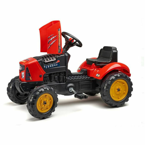 Tractor Falk rosu pentru copii cu pedale si remorca - 2