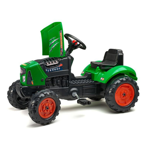 Tractor Falk verde pentru copii cu pedale si remorca - 2